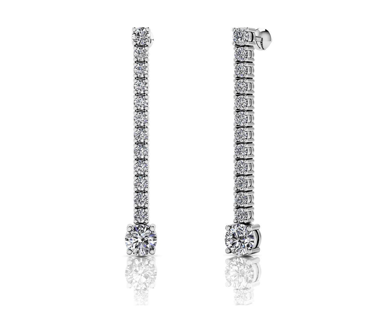 Dazzling Dangle Diamond Drop Earrings Diamond with 1.55 ct.(finished) 2mm, 2.5mm, 4.5mm
